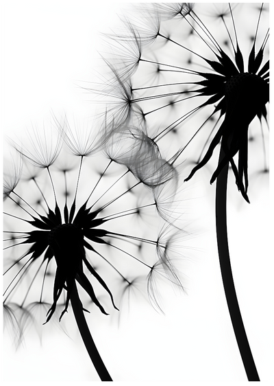 Posterux© | Dandelion Silhouette Poster – Minimal Botanical Art poster