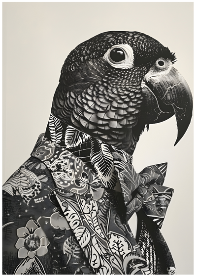 Posterux© | Parrot in Suit Poster – Artistic Animal Portrait