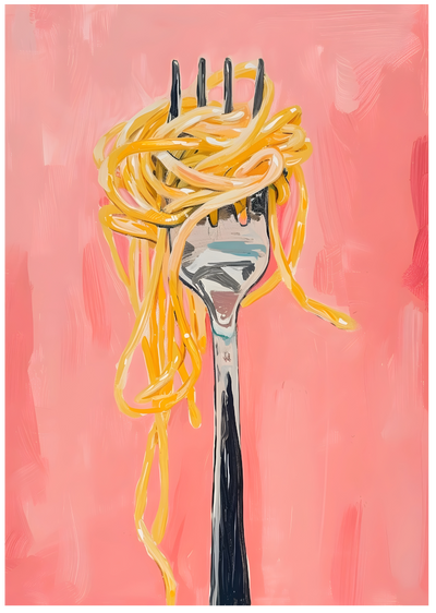 Posterux© | Spaghetti Fork Poster – Playful Food Art poster