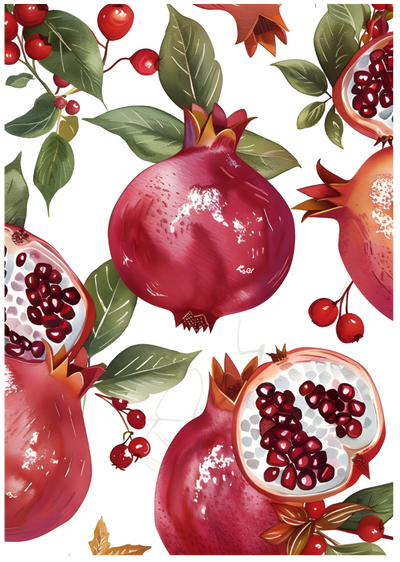 Posterux© | Pomegranate Pattern Poster – Botanical Fruit Illustration poster