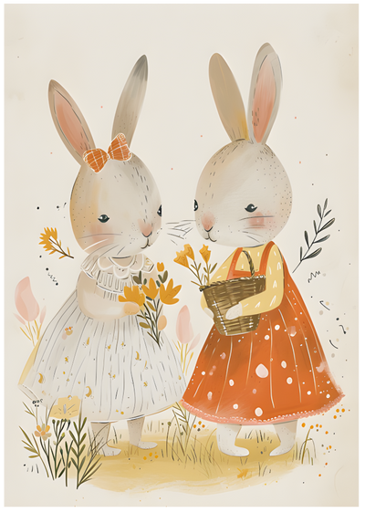 Posterux© | Bunny Friends Poster – Soft Kids Illustration poster