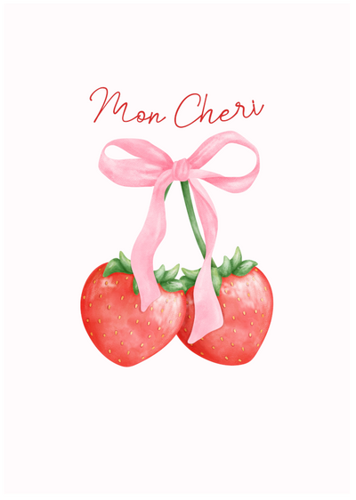 Posterux© | Mon Chéri Strawberry Poster – Romantic Fruit Illustration poster