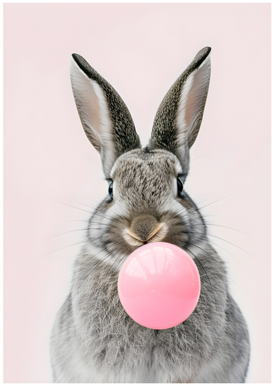 Posterux© | Bunny Bubble Gum Poster – Cute Animal Photography poster