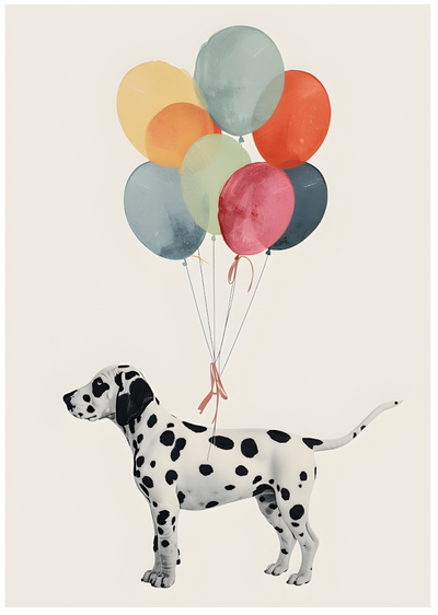 Posterux© | Dalmatian Balloon Poster – Playful Dog Art poster