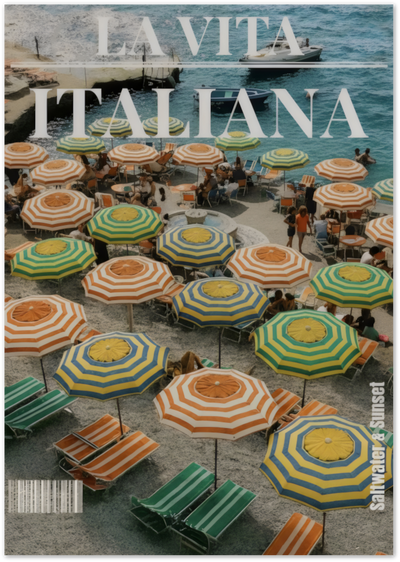 La Vita Italiana Poster – Vintage Italian Beach Scene | Posterux