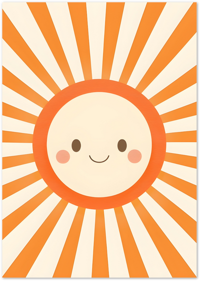 Happy Sun Poster – Smiling Kids Nursery Illustration | Posterux