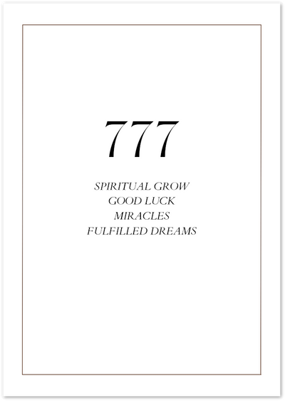 777 Poster – Minimalist Spiritual Number Quote | Posterux