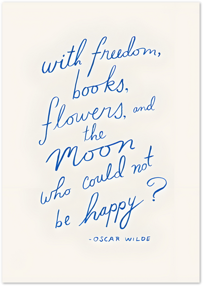 Oscar Wilde Moon Quote Poster – Elegant Blue Typography Art | Posterux