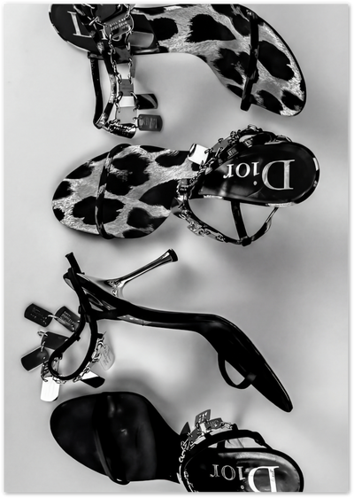 Dior Heels Poster – Black and White Fashion Shoes Print | Posterux