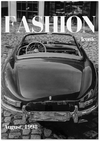 Fashion Iconic Car Poster – Black and White Vintage Convertible Print | Posterux