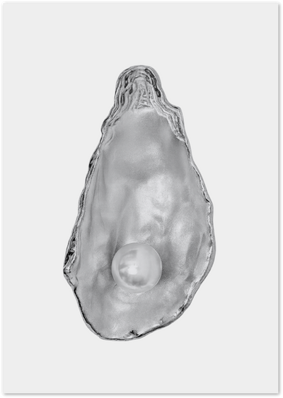 Pearl Oyster Poster – Minimalist Black and White Art Print | Posterux