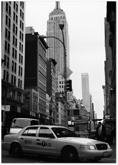 New York Taxi Poster – Black and White City Photography | Posterux