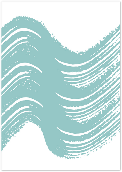Abstract teal wave illustration with textured white grooves on a white background