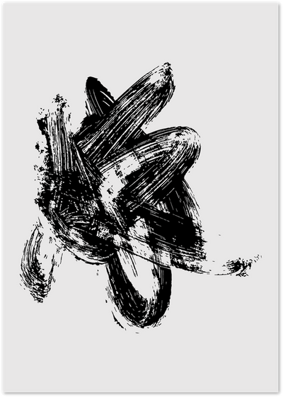 Abstract black ink brushstroke artwork on a light background