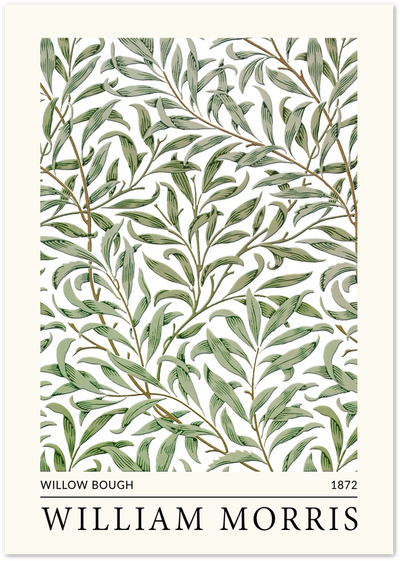 Willow Bough poster by William Morris, 1872, green leaf and branch botanical pattern