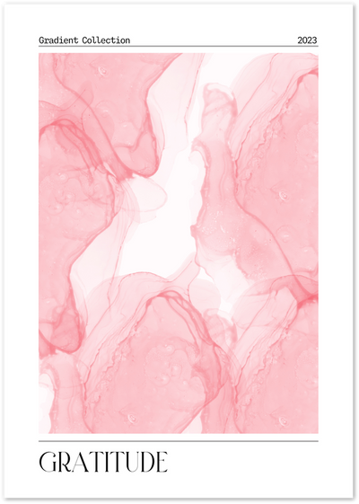 Pink fluid marble abstract poster with the word Gratitude below
