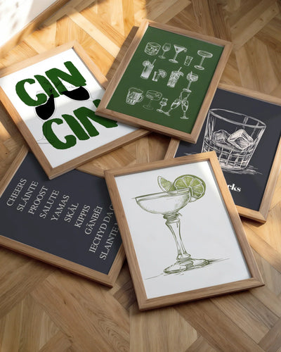 Posterux© | Cheers & Cocktails Gallery Wall – Set of 5 Posters poster